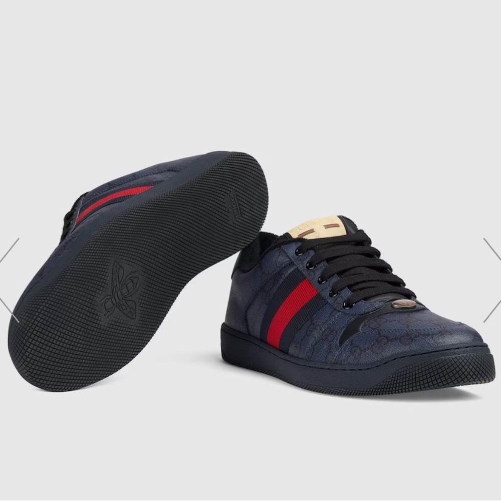 Gucci Men's Black and Red Sneakers - Picture 4 of 8